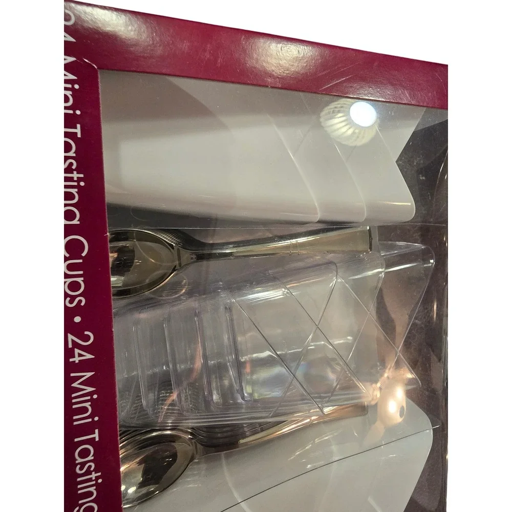 Mozaik 48 Piece Mini‎ Dessert Set 24 Tasting Cups 24 Silver Spoons MMDTC48 NEW